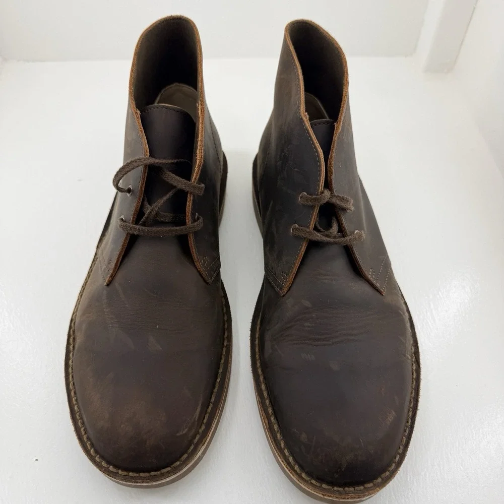 Clarks Bushacre 3 Men's Chukka Boot - Dark Brown, US Size 11 Leather Lace Up